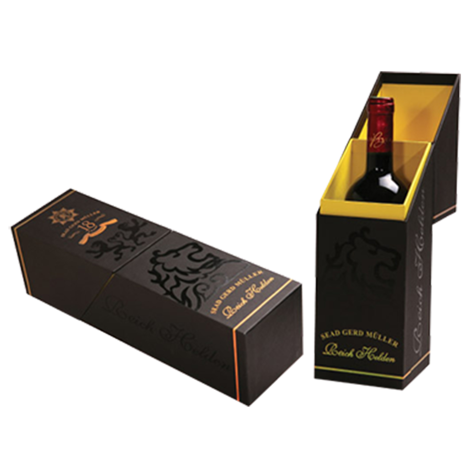 Matte Gold Paper Luxury Wine Gift Box Flap Design Magnetic Closure