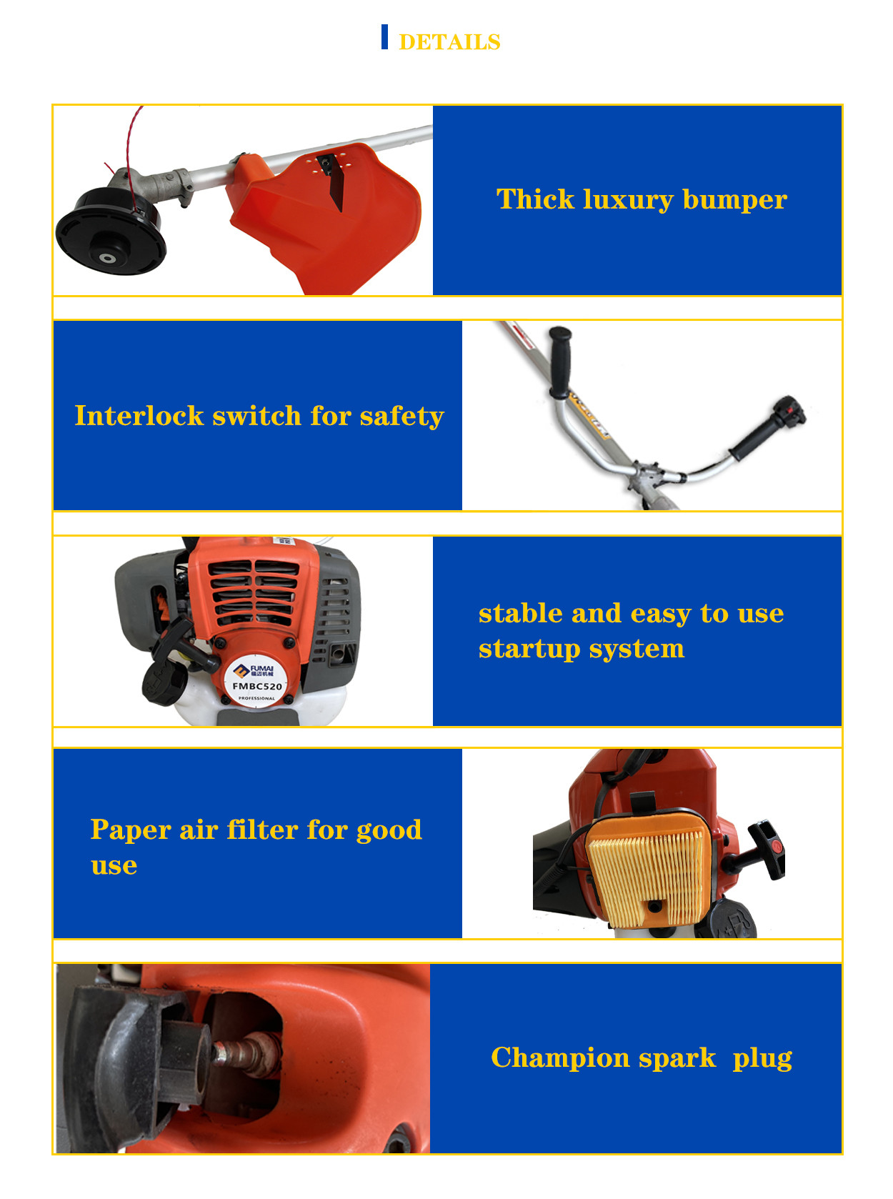 Anti Slip Two Stroke Brush Cutter 51.7CC 1.4KW Multi Function
