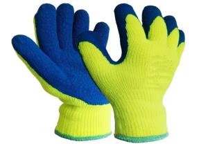 China Comfortable Thermal Grip Warm Winter Work Gloves Blue Crinkle Latex Coated wholesale