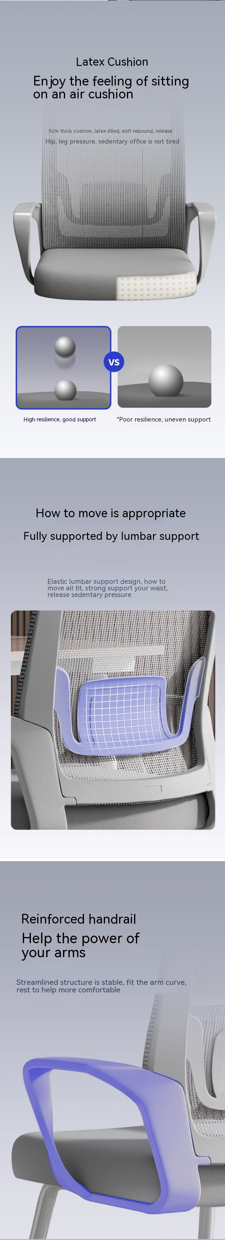 Porosity-Specific Lumbar Release Mesh Chair Reversible Armrest Office Chair for Office