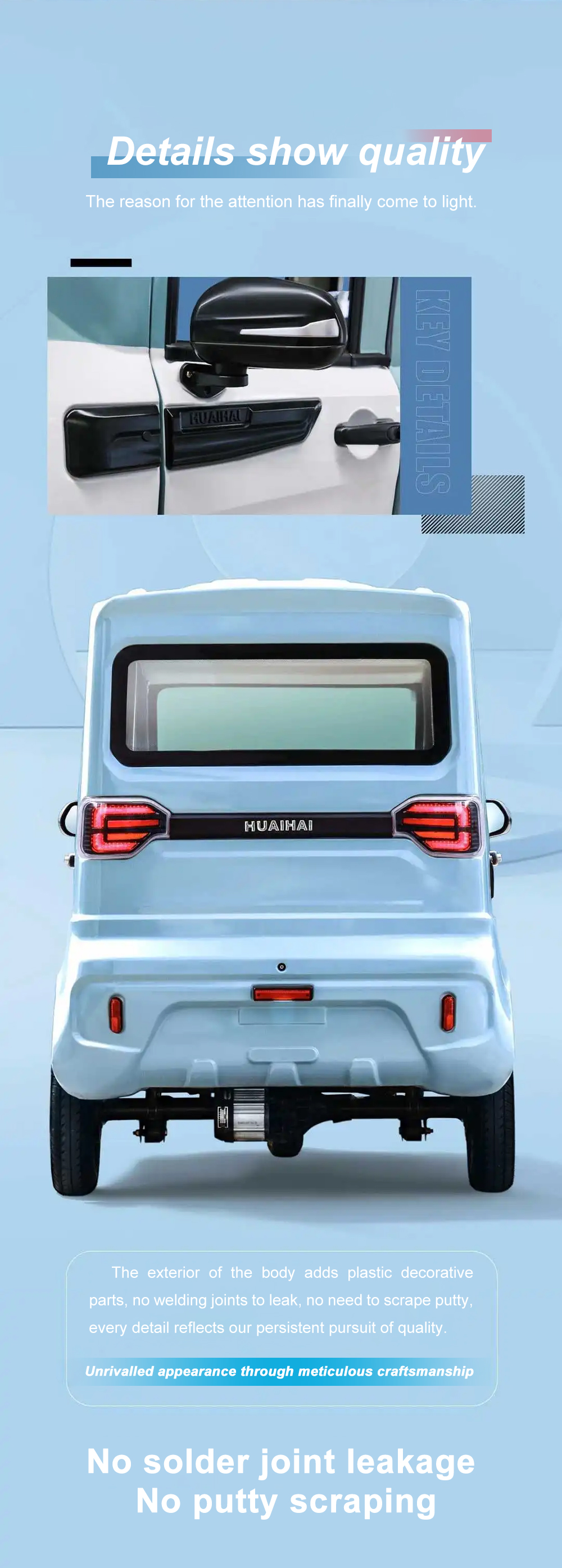 Durable Tuktuk Closed Cabin Scooter Tricycles for Electric Auto Rickshaw in Bangladesh