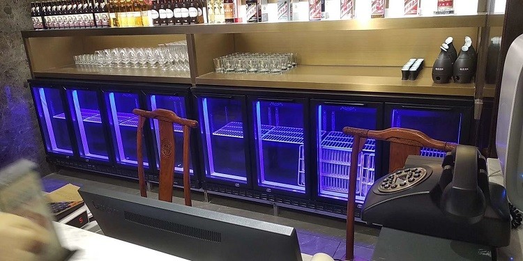 Bottom Back Mount Bar Drink Cooler , 2 Door Glass Bar Fridge With PVC Coating Shelf