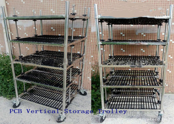Vertical ESD PCB Storage Trolley 700*700*1650MM For SMT Production Workshop