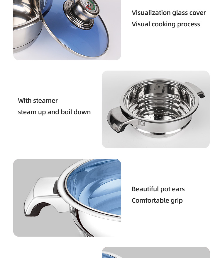 Multifunction Cooking Pots Stainless Steel Sets Cookware Pot And Pans Cookware Set With Thermometer