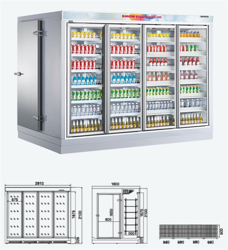 Walk In Cold Storage Room Glass Door For Supermarket