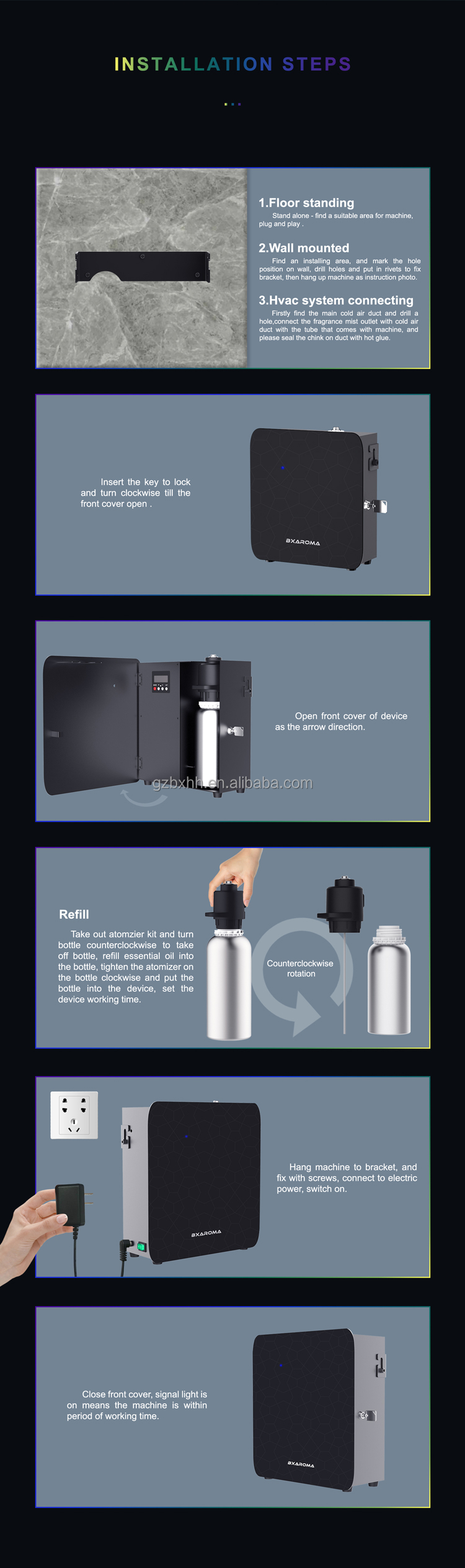 X1000 Air Aroma Diffuser HVAC Hotel Fragrance Diffuser WiFi Black