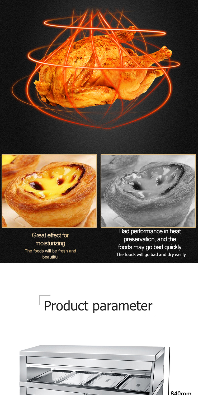 Restaurant Design Multi-functional Food Warmer Display Counter with 30-85C Temperature