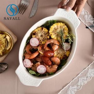 China Oval Solid Cream White Porcelain Plates Oven Safe For Farmhouse Restaurants wholesale