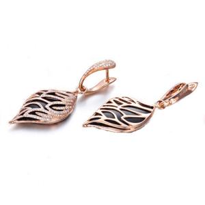China 18K Gold Black Onyx Diamonds Drop Dangle Earrings (GDE022) wholesale