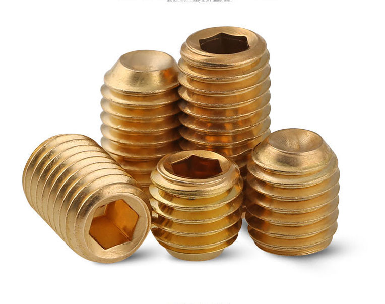 Yellow Brass Hex Socket Metal Set Screws GB80 Drive Cup Point Headless Screw