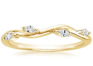 China Winding Willow 14K Yellow Gold Jewelry Ring With 2×4mm 0.40ct Diamond wholesale