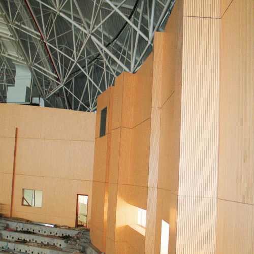 Customized Finish Sound Absorbing Wall Panel Grooved Wooden Acoustic Panels France A+
