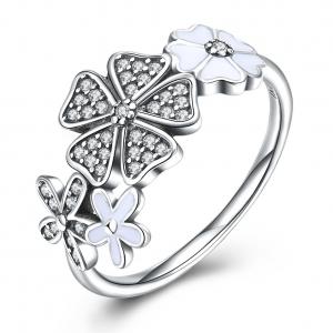 China Rose Ring Sterling Silver Rose Flower Heart Ring Adjustable Open Ring Love Jewelry Bands Promise Ring Gift For Women wholesale