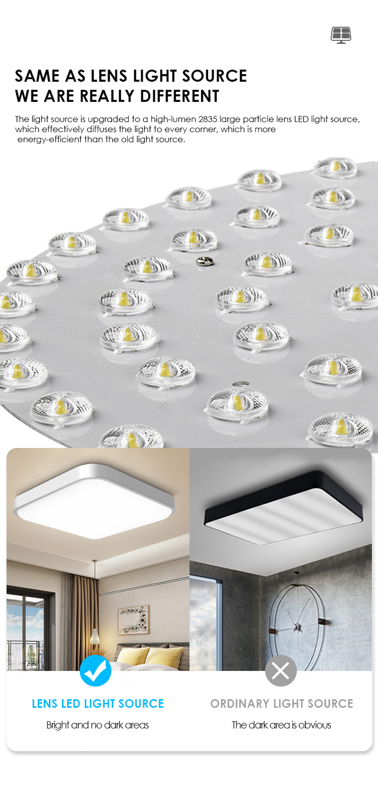 Living Room Square Indoor Solar Ceiling Lights 200w 6000K Surface Mounted