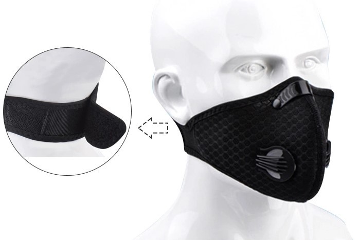 5Ply PM2.5 Protective Filter Face Mask with 2 exhalation valves Outdoor Sports Bike Motorcycle Face Mask