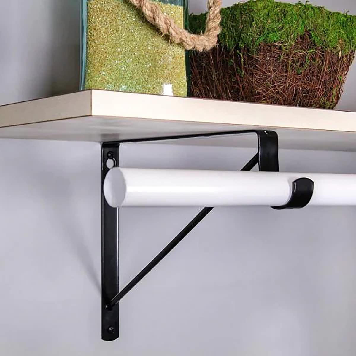 Standard Closet Curtain Rod Support Holder Bracket with Heavy Duty Metal Steel Bracket