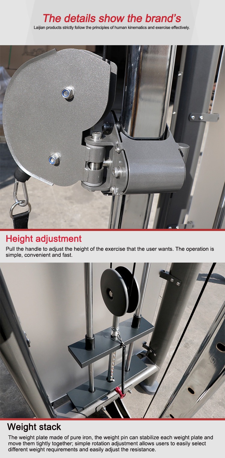 Gray Frame Dual Adjustable Cable Crossover Gym Pulley Machine