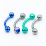 Blue Crystal Gem Eyebrow Barbell Piercing Jewelry 316L Stainless Steel 8mm
