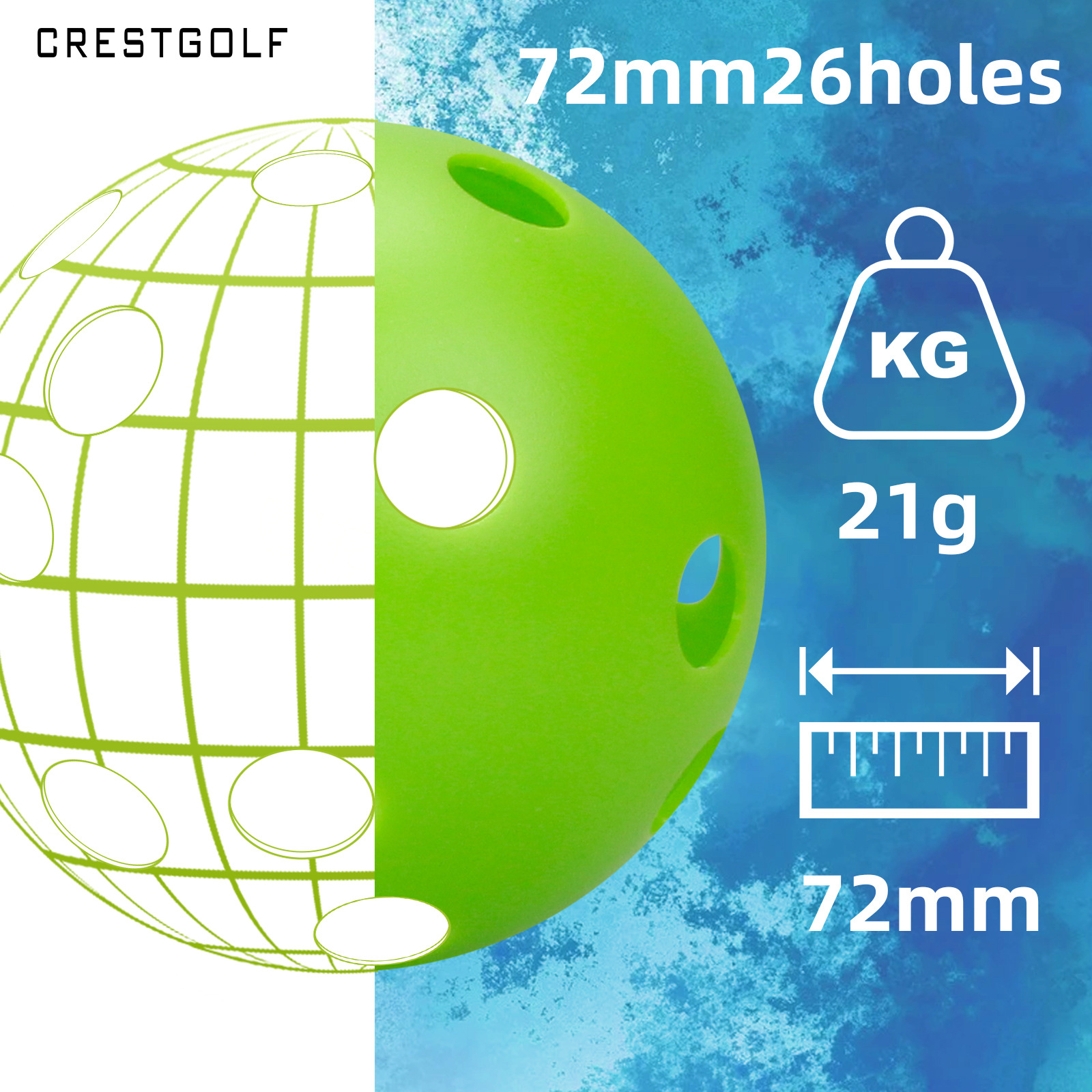 72mm 26 Hole EVA Pickleball Balls Strong Construction and Optimal Flight for Outdoor Play