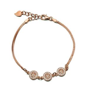 China Rose Gold Plated Sterling Silver Cubic Zircon Start Charm Bracelets (B12281ROSE) wholesale