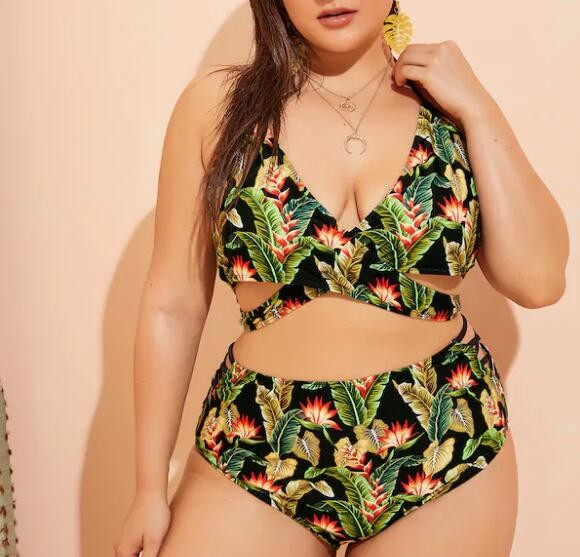 2019 New Plus SizeTwo piece Swimsuit Women Push up