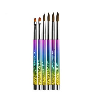 China Triangular Kolinsky Nail Brushes Aluminum Handle Nail Art Tool wholesale