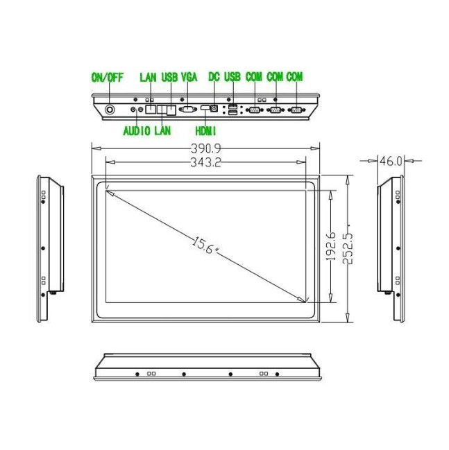 15.6" Industrial Open Frame LCD Monitor I5 Windows Computer Resolution 1920x1080