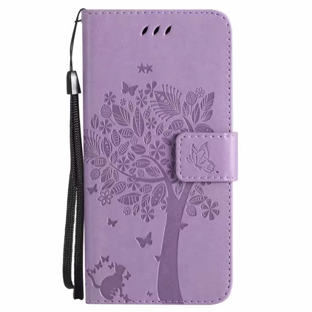 iPhone X Wallet Flip Leather Case Cover with Lucky Tree Embossed