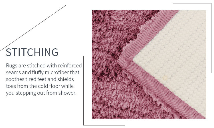 BSCI Polyeseter Shaggy Tufted Bath Rug Pink Color Rectangular Shaped