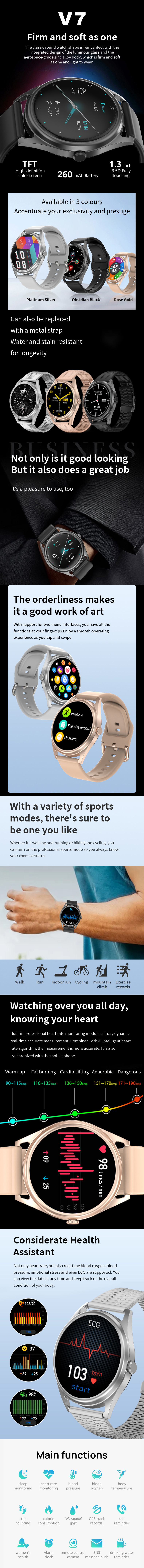 1.3inch IPS Body Temperature Smart Watch Ip67 Waterproof 64MB