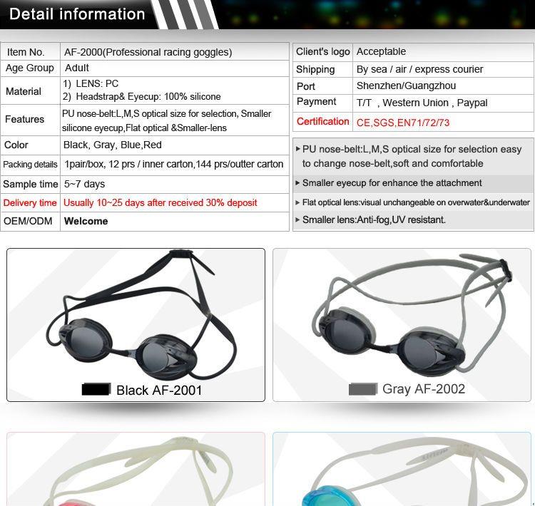 OEM ODM No Leaking Triathlon Goggles Open Water Anti Fog UV Protection