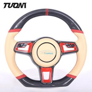 China Multicolor Leather Carbon Steering Wheel Custom Porsche Cayenne Macan 991 on sale