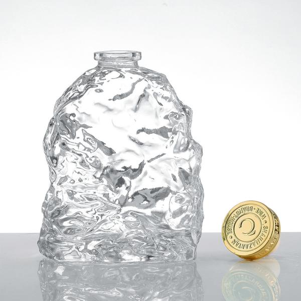 Decal Glass Products Unique Shape Transparent Decoration Glass Wine Bottle