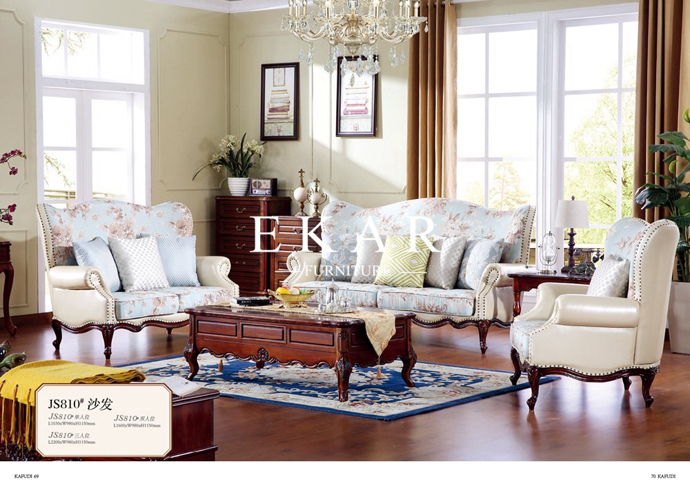 American sofa leather sofa oil wax solid wood sofa set