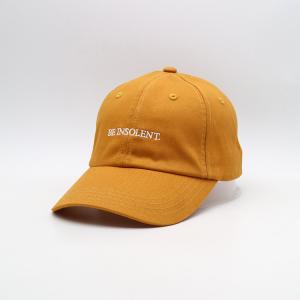 China Adult Embroidered Baseball Caps Yellow And White Metal Back Closure wholesale
