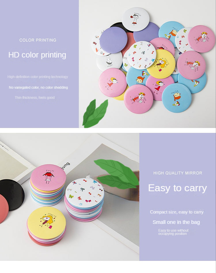 Portable Vanity Cosmetic Mirror Small Round Compact Light for Every Day