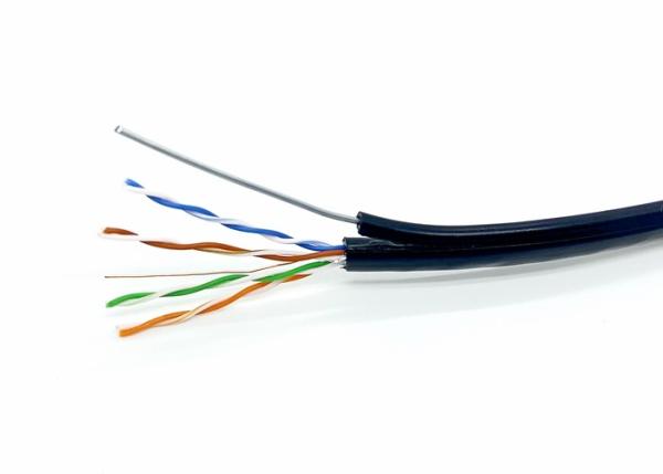 PE UTP CAT5E MS1.2 Solid Steel Network Aerial Drop Cable , CAT5E Outdoor