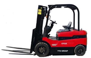 China YTO 2.5ton Logistics Machinery Battery Powered Forklift With 5m Lifting Height wholesale
