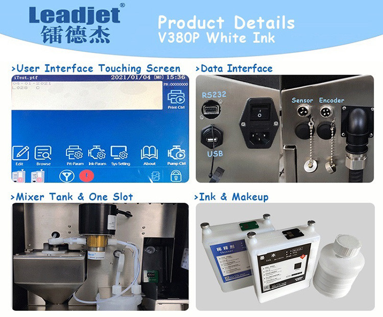 V380P White Ink 50Hz Inkjet Printer For Pvc Pipe , CIJ Printing Machine 370×290×425mm Size