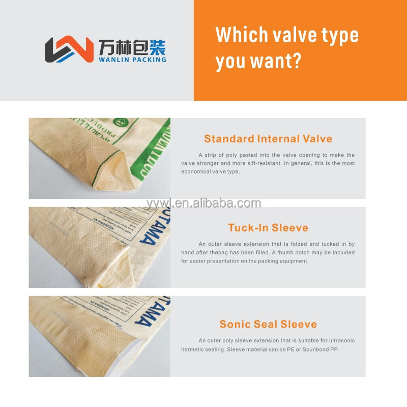 25 KG 40 KG 50 KG PP Woven Bag Empty PP Cement Bag Block Bottom With Valve