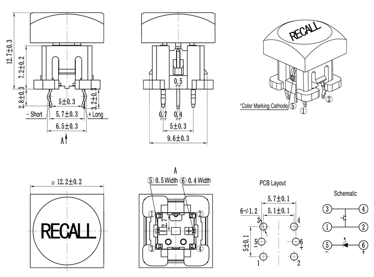 IP40 Momentary DIP Backlit Push Button Switch 30mA 30VDC