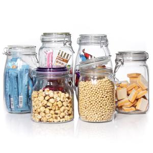 China Wholesale Glassware Clear Spice Coffee Cookie Glass Jar Glass Food Storage Jar With Seal Glass Lid wholesale