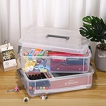 2-Tiers Stack Carry Storage Box With Handle