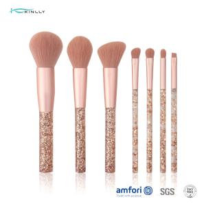 China 150mm 7pcs Gold Glitters Pigment Plastic Makeup Brushes wholesale
