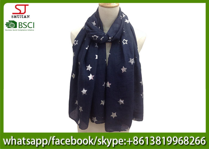 China supplier mini point silver print iron shawl gilding spring summer scarf 70*180cm 20%Cotton 80%Polyester keep warm