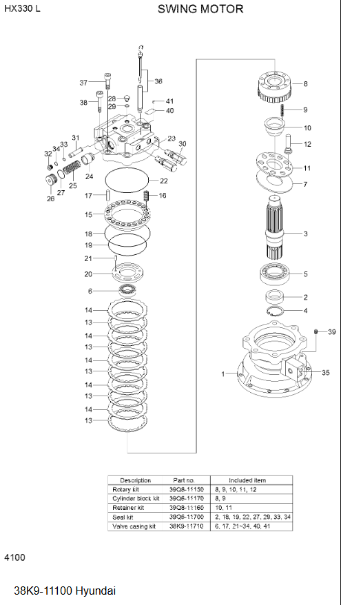 38K9-11100 38K9-10150 FOR HYUNDAI HX340SL R220VS R350VS EXCAVATORS PARTS HYDRAULIC SWING MOTOR SWING GEARBOX SWING REDUCTION GEARA SWING DEVICE (REAR)