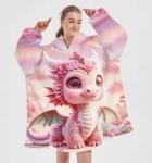 Custom Position Printing Anime Large Fleece Hoodie Blanket Wearable OEM