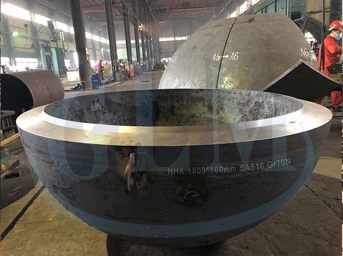Carbon Steel Semi Hemispherical End Cap Diameter 3800mm Thickness 60mm