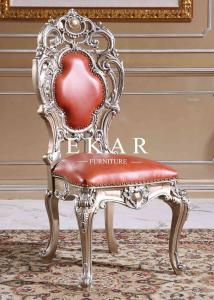 China Retro Leather and Fabric Luxury High Quality Solid Wood Dining Chair wholesale