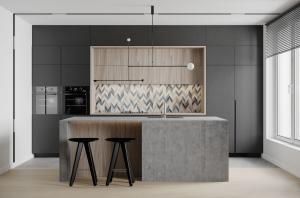 China Custom Wooden Kitchens Furniture Moderne Walnut Solid Wood Kitchen Cabinets wholesale